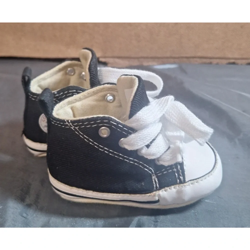 NEW Converse Chuck Taylor All Star Crib Shoes Toddler Infant Black White Sz 1